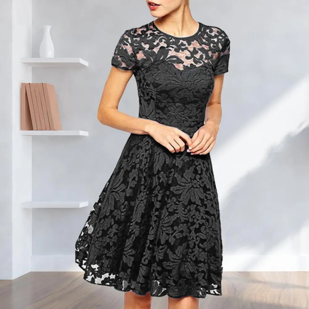 EP | Elégante mini robe d'été plus size A-ligne col rond Style