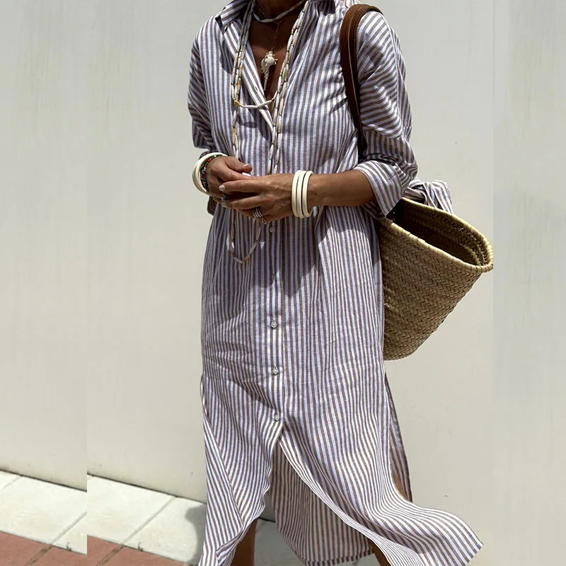 EP | Robe midi confortable à rayures