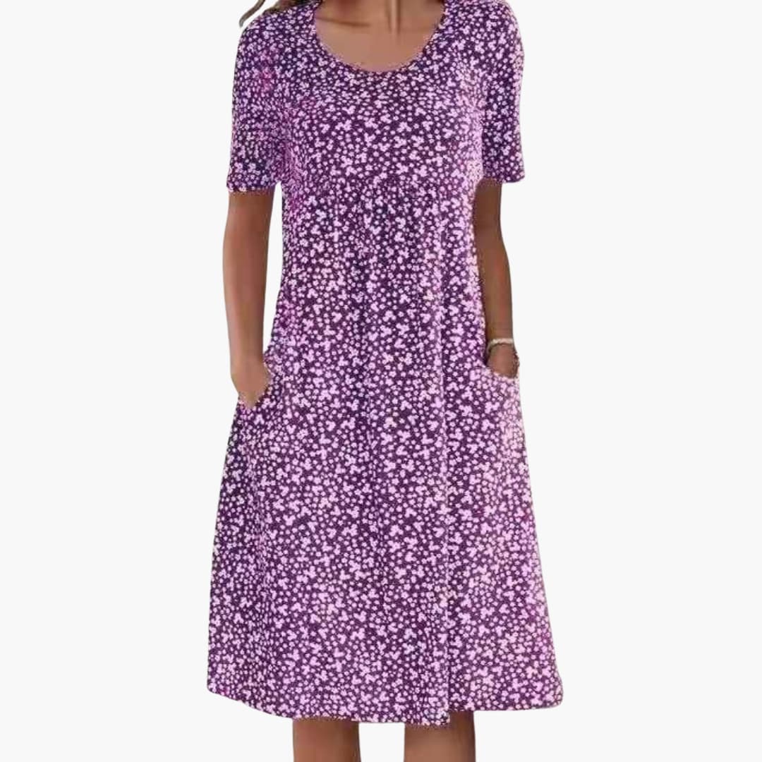EP | Robe midi boho femme avec manches courtes et poches