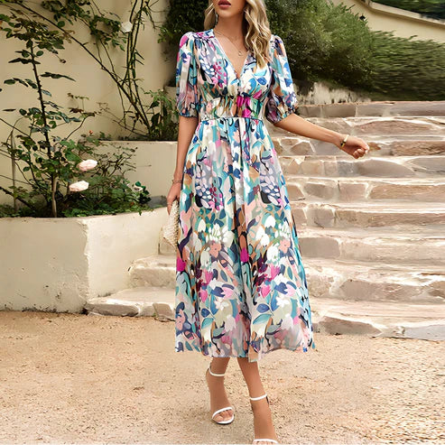 EP | Vintage Glam Robe midi à manches lanterne