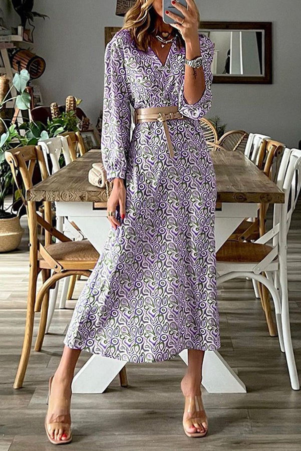 EP | Robe midi multi-imprimée col V