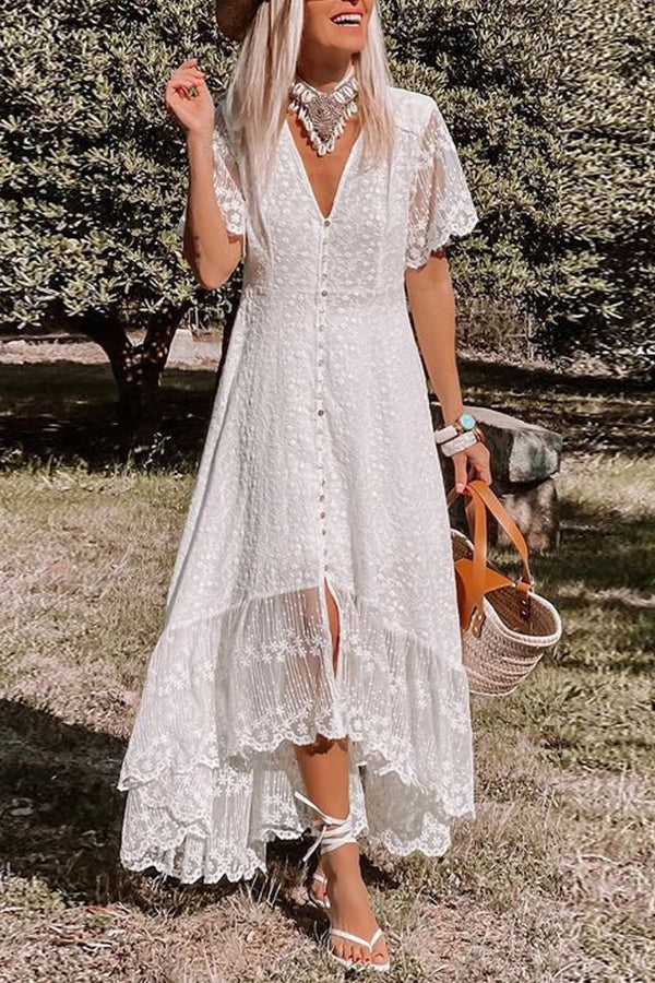 EP | Robe col V Slim Dentelle florale Robe midi