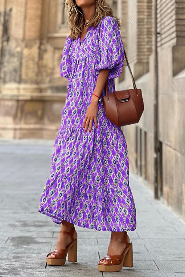 EP | Robe midi bohème à manches courtes