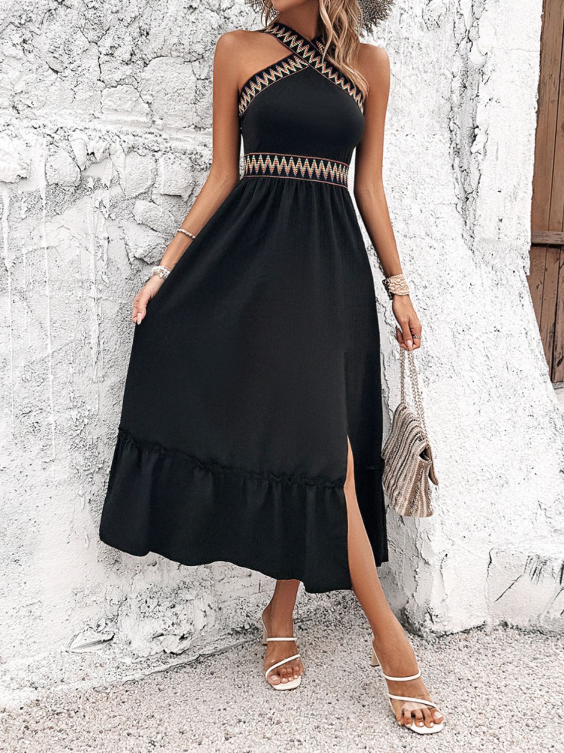 EP | Devine Robe midi sans manches plissée et fendue