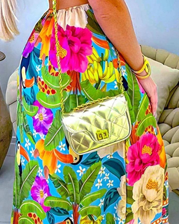 EP | Robe à motif tropical et décolleté creux dans le dos