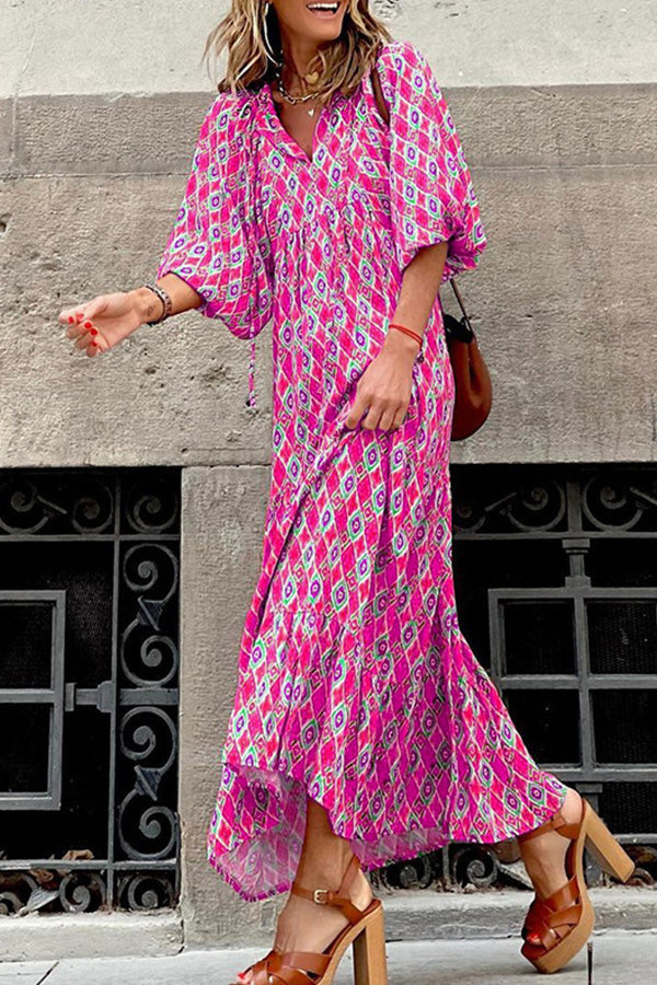 EP | Robe midi bohème à manches courtes
