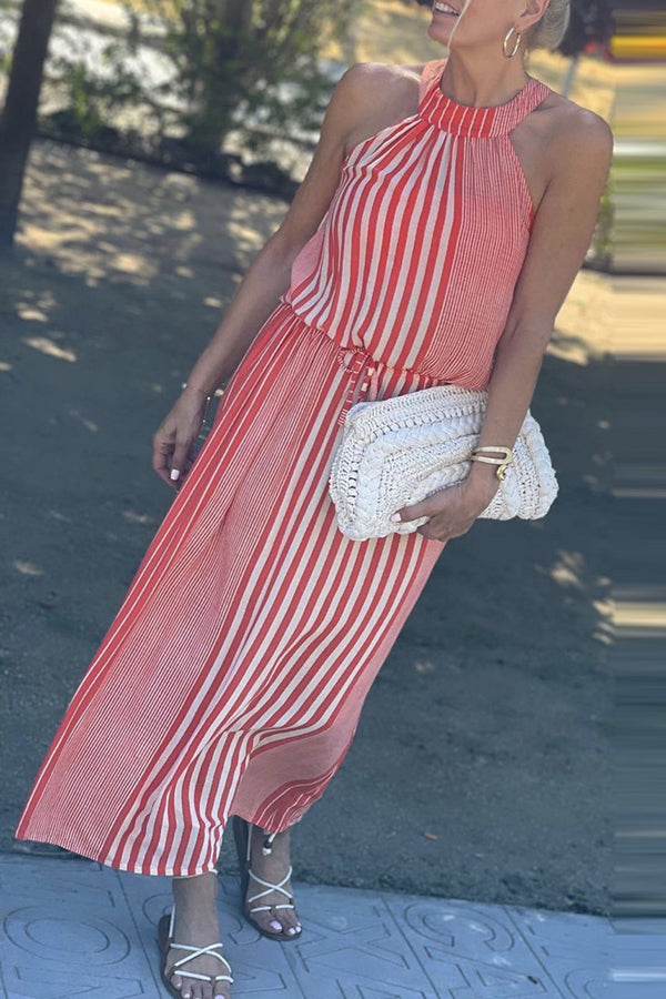 EP | One More Chance Robe midi rayée avec taille ajustable
