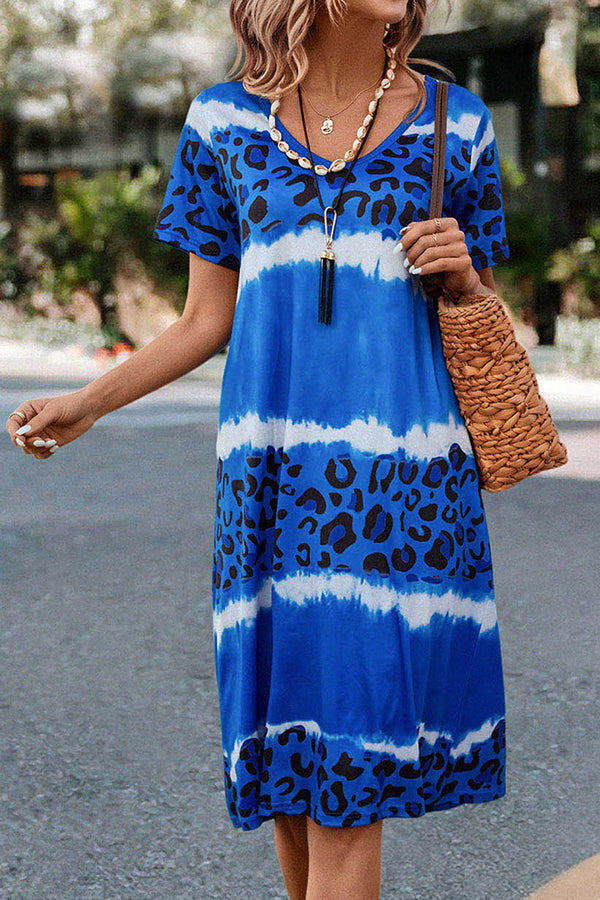 EP | Gradient Leopard Print Robe midi décontractée