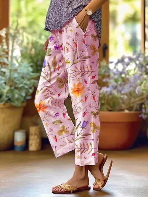 ND | Women's Floral Design Lose Sac Patchwork Casual Pantalon
