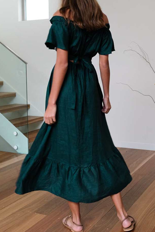 EP | ROBE MIDI RUCHÉE ÉPAULES NUES
