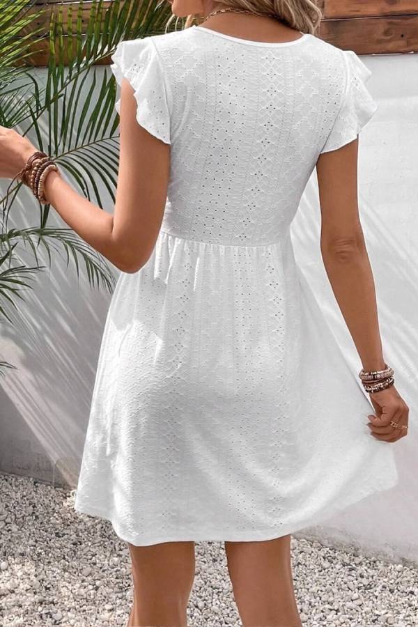 EP | Casual Tricot Jacquard Encolure Mini-robe