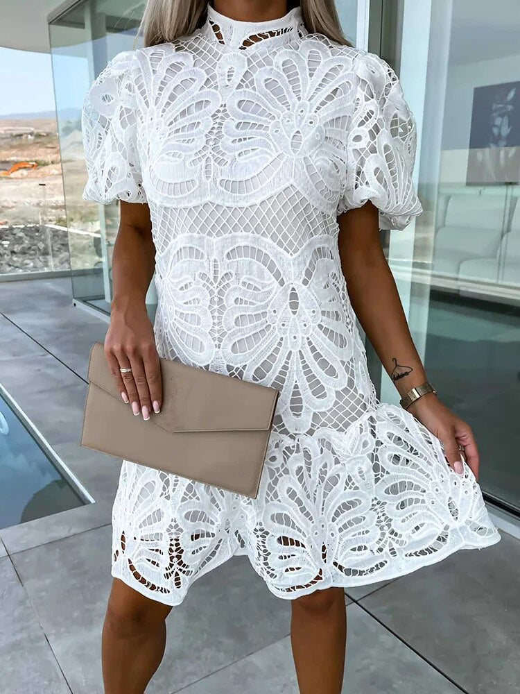 EP | robe midi élégante pour femmes avec manches bouffantes