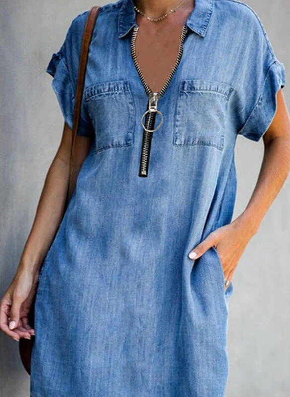 ND | col zippé Slim Fit Robe en jean