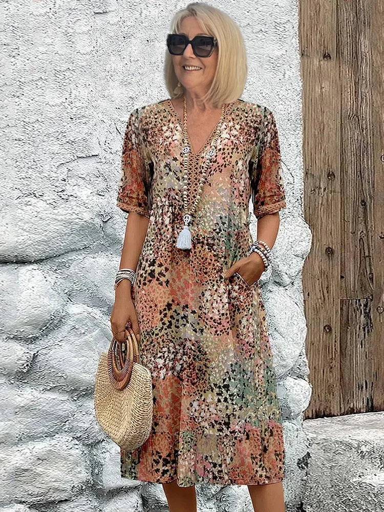 EP | Robe midi vibrante avec poches pour femmes