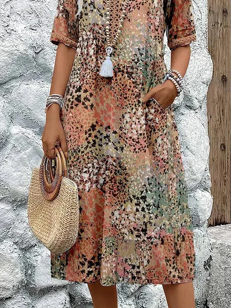 EP | Robe midi vibrante avec poches pour femmes