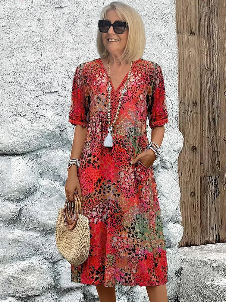 EP | Robe midi vibrante avec poches pour femmes