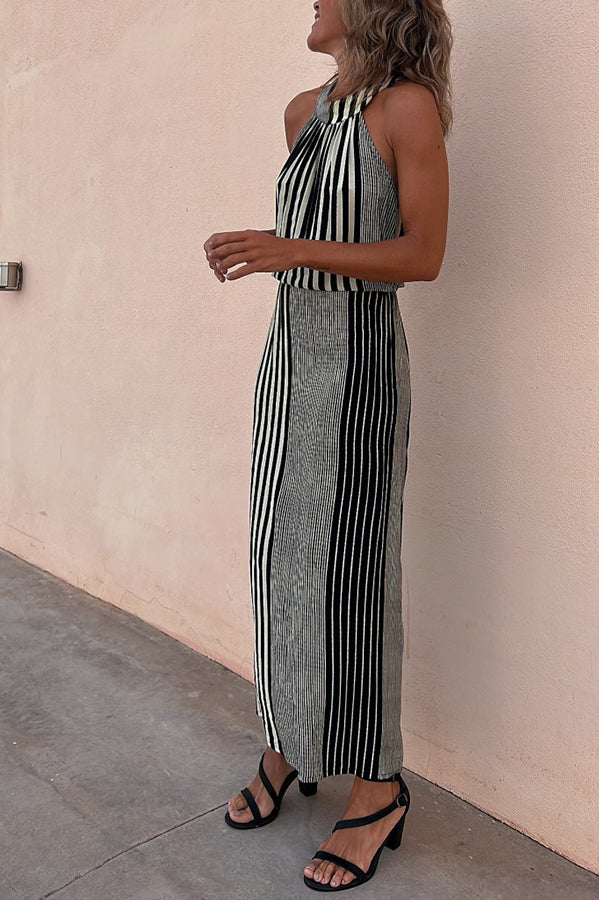 EP | One More Chance Robe midi rayée avec taille ajustable