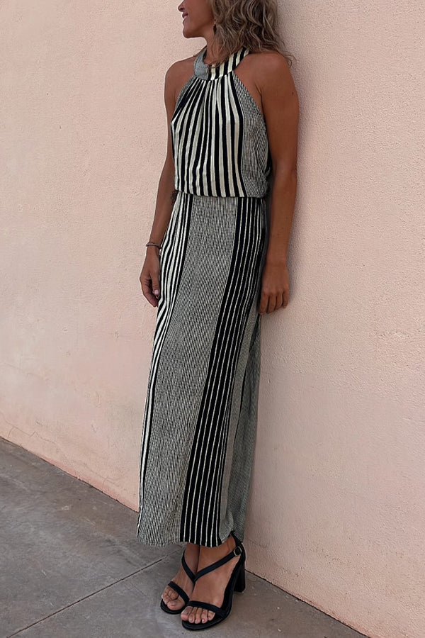 EP | One More Chance Robe midi rayée avec taille ajustable