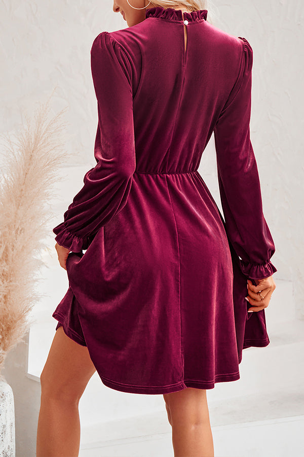 EP | Col roulé Mini-robe à manches longues en velours