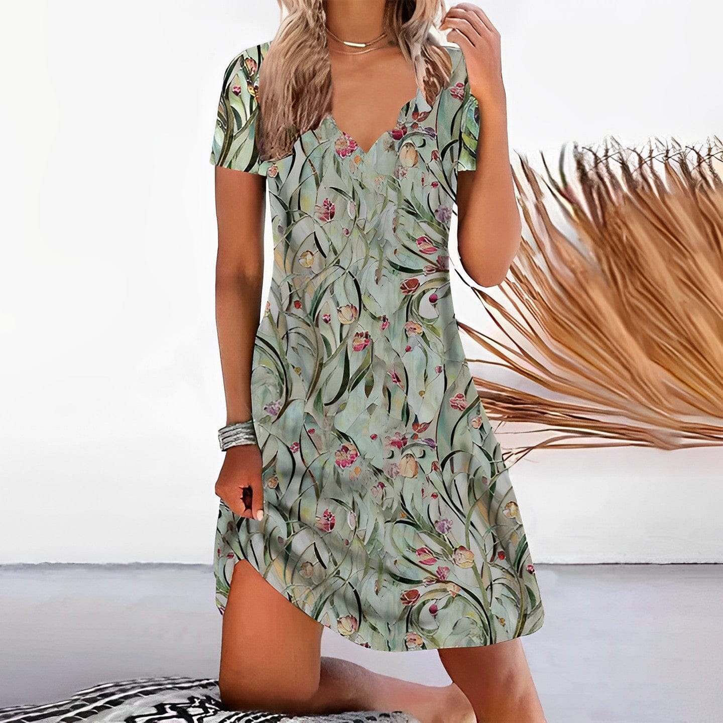EP | Robe verte à motifs floraux