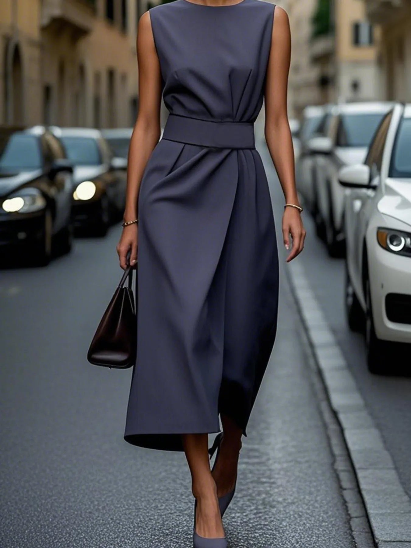 EP | Col rond Robe midi sans manches