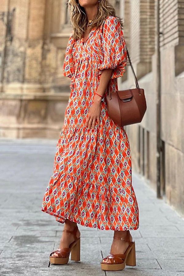 EP | Robe midi bohème à manches courtes