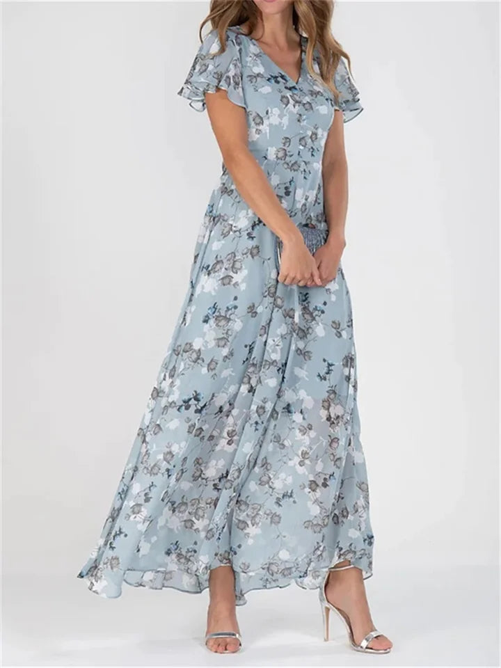 ND | Robes midi imprimées à manches longues et décolleté en V