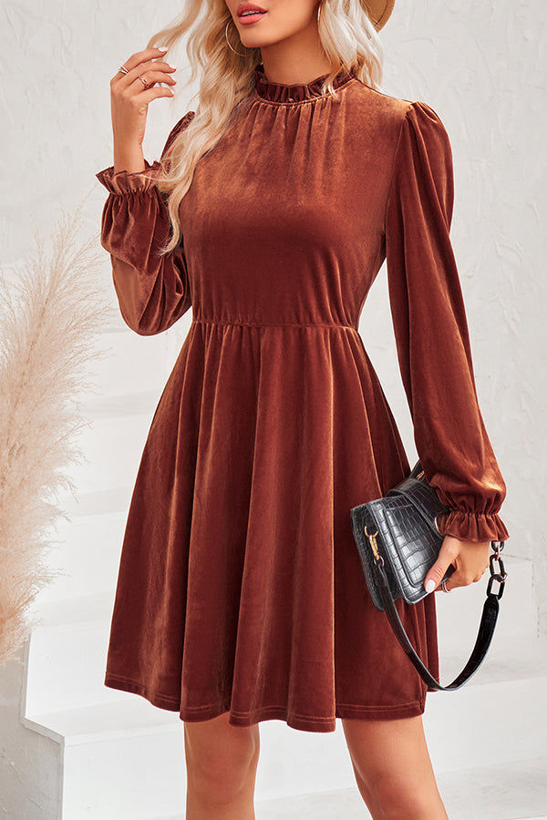 EP | Col roulé Mini-robe à manches longues en velours
