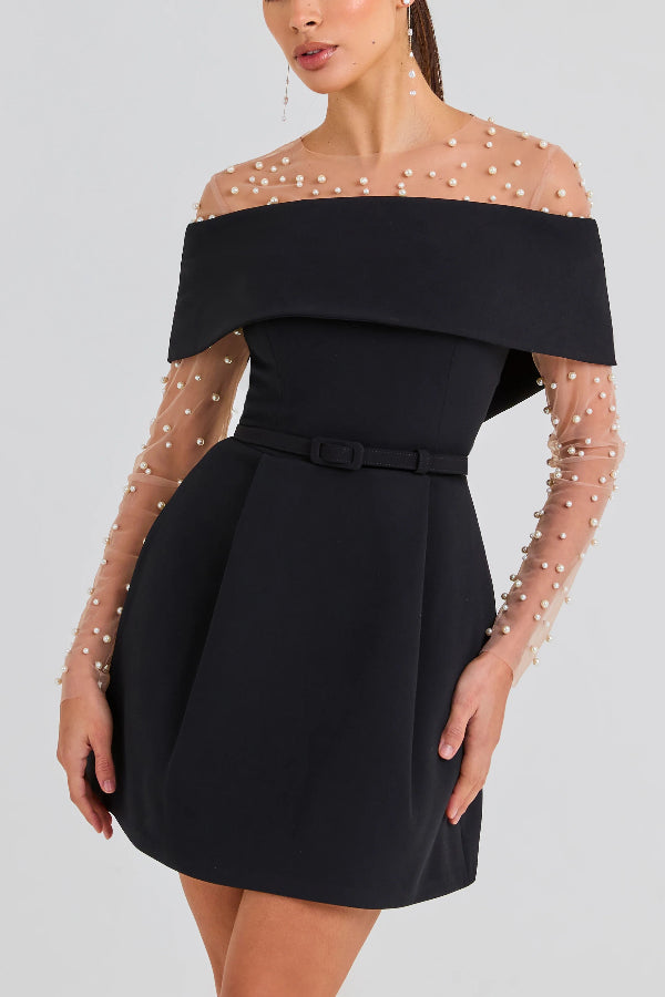 EP | Elégante Soirée Revers Bandeau Ceinture amovible Mini Robe Pochée