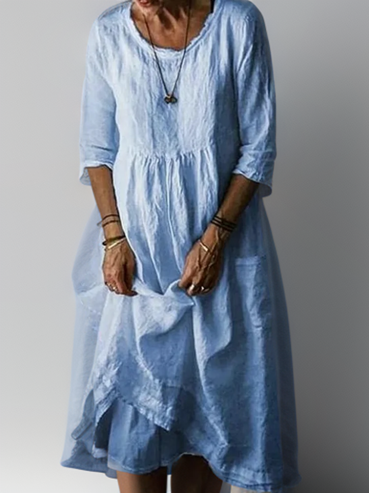 EP | Eté Robe midi plissée en coton et lin