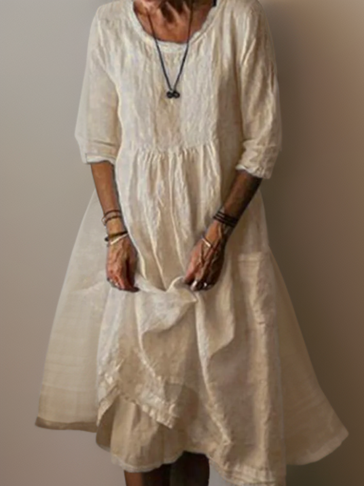 EP | Eté Robe midi plissée en coton et lin