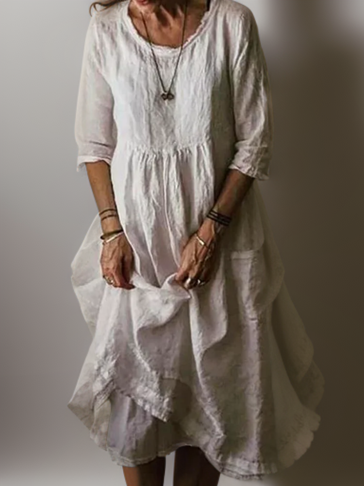 EP | Eté Robe midi plissée en coton et lin