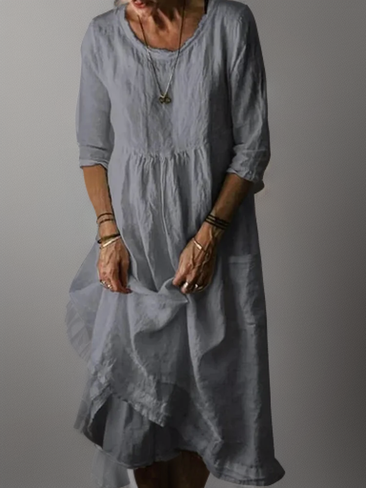 EP | Eté Robe midi plissée en coton et lin