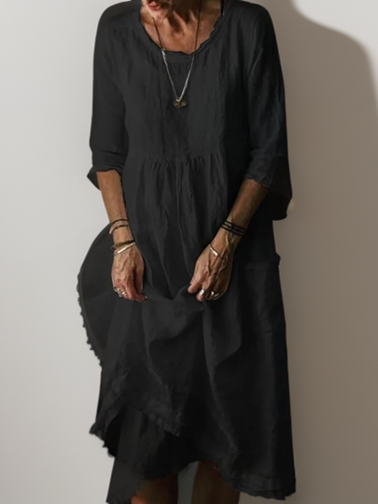 EP | Eté Robe midi plissée en coton et lin
