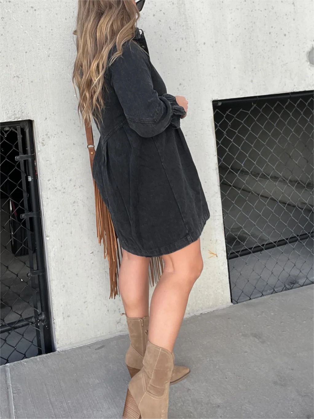 EP | Chic Robe midi en denim à col rabattu