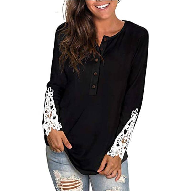 Fashion Lace T-shirt Top For Women-White-7