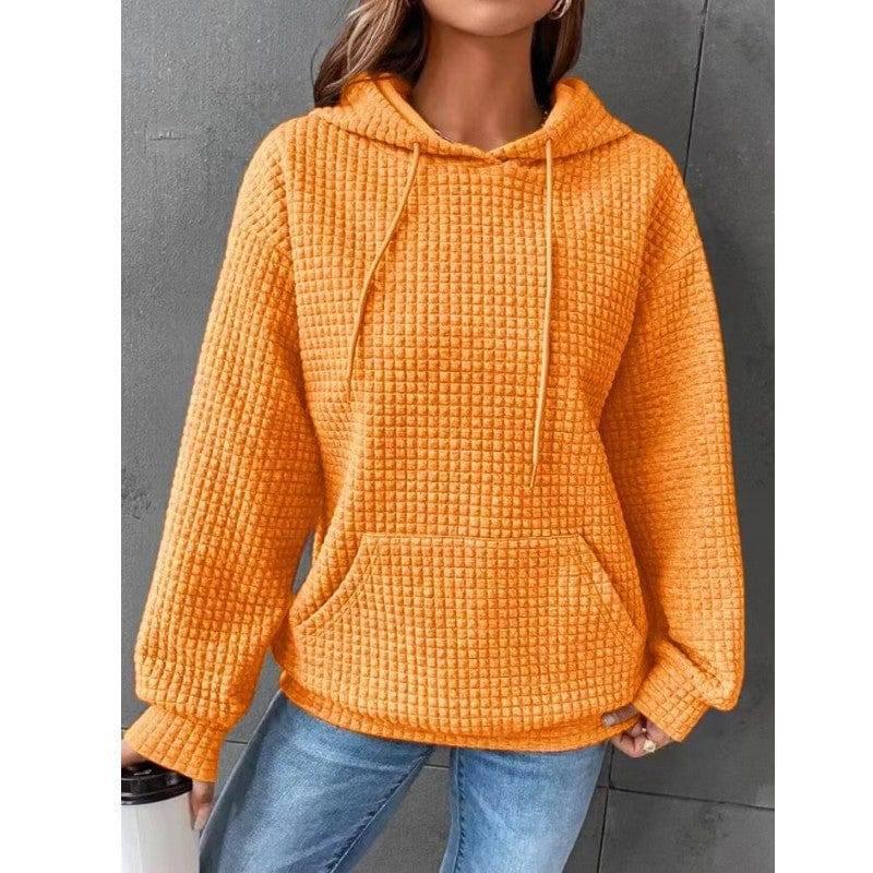 Women's Loose Casual Solid Color Long-sleeved Sweater-Orange-15