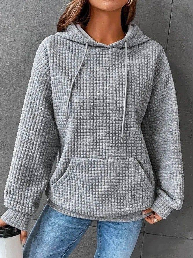 Women's Loose Casual Solid Color Long-sleeved Sweater-Blue-9