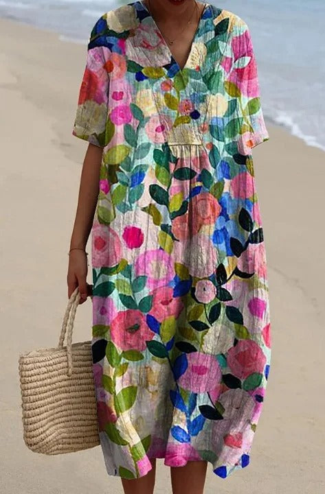 EP | Robe midi avec motif floral bohème