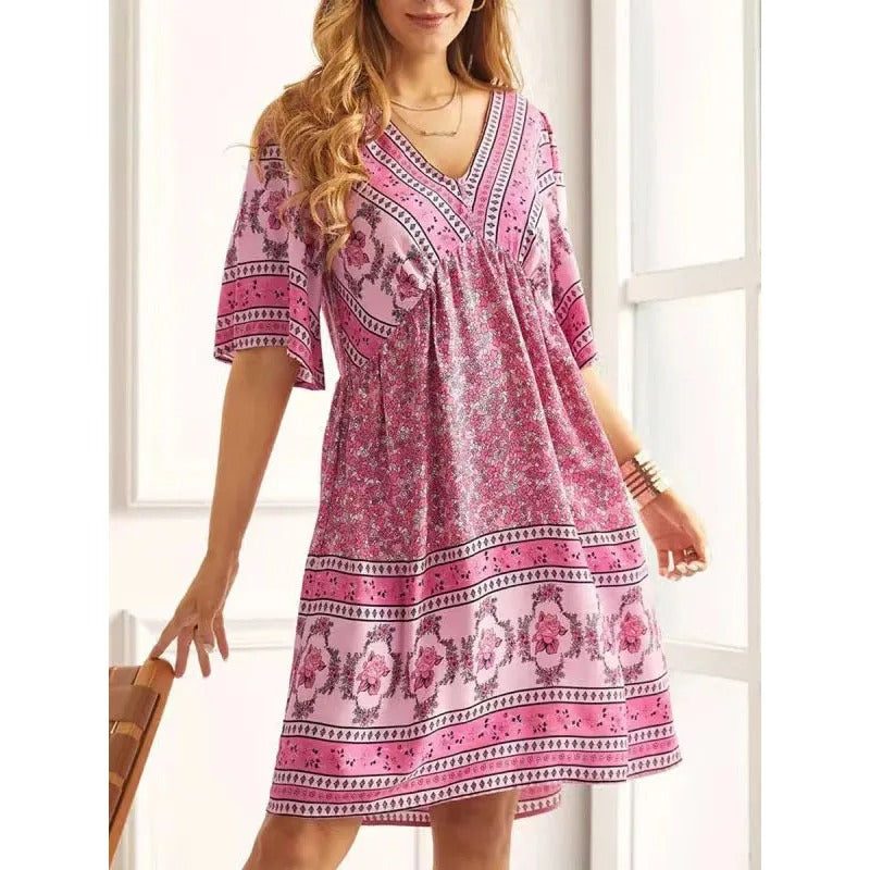 EP | Robe midi imprimée avec décolleté en V