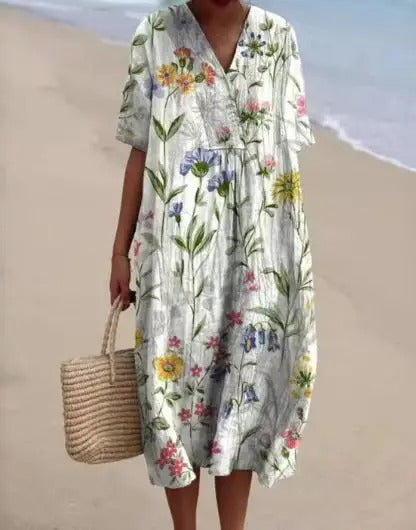 EP | Robe midi avec motif floral bohème