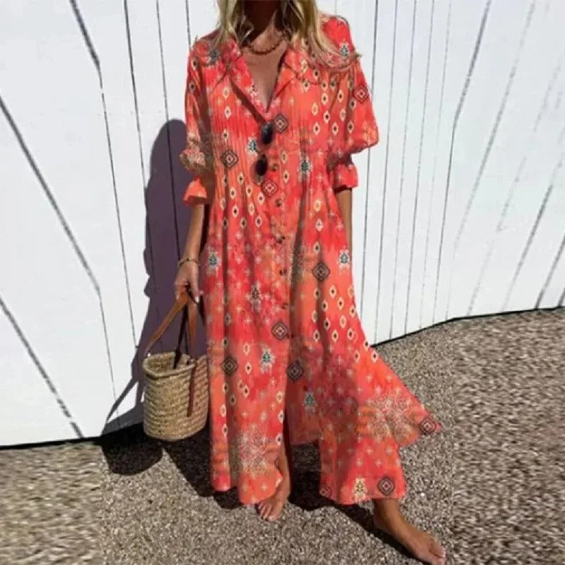 EP | maxi-robe à manches 3/4 et décolleté en V