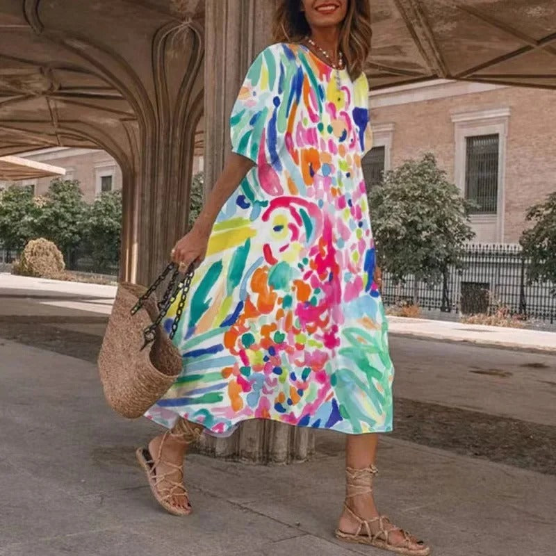 EP | Robe midi imprimée en ligne A