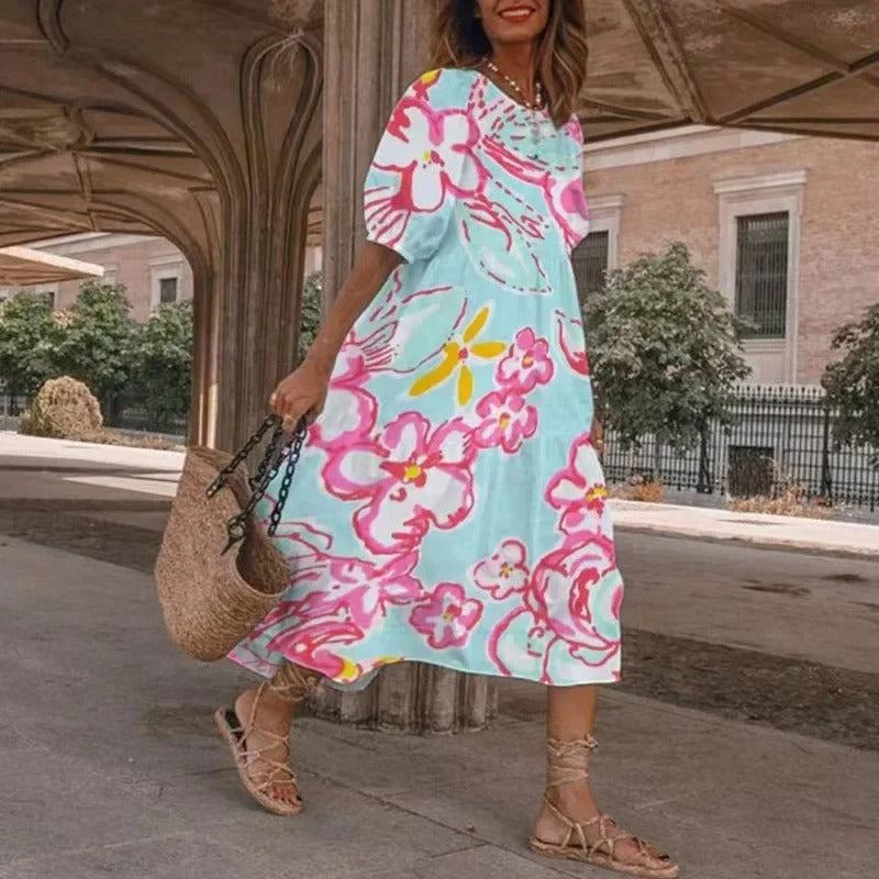 EP | Robe midi imprimée en ligne A