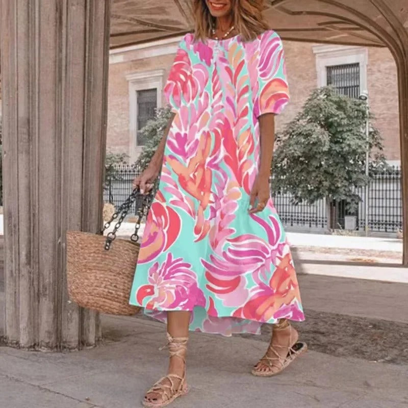 EP | Robe midi imprimée en ligne A