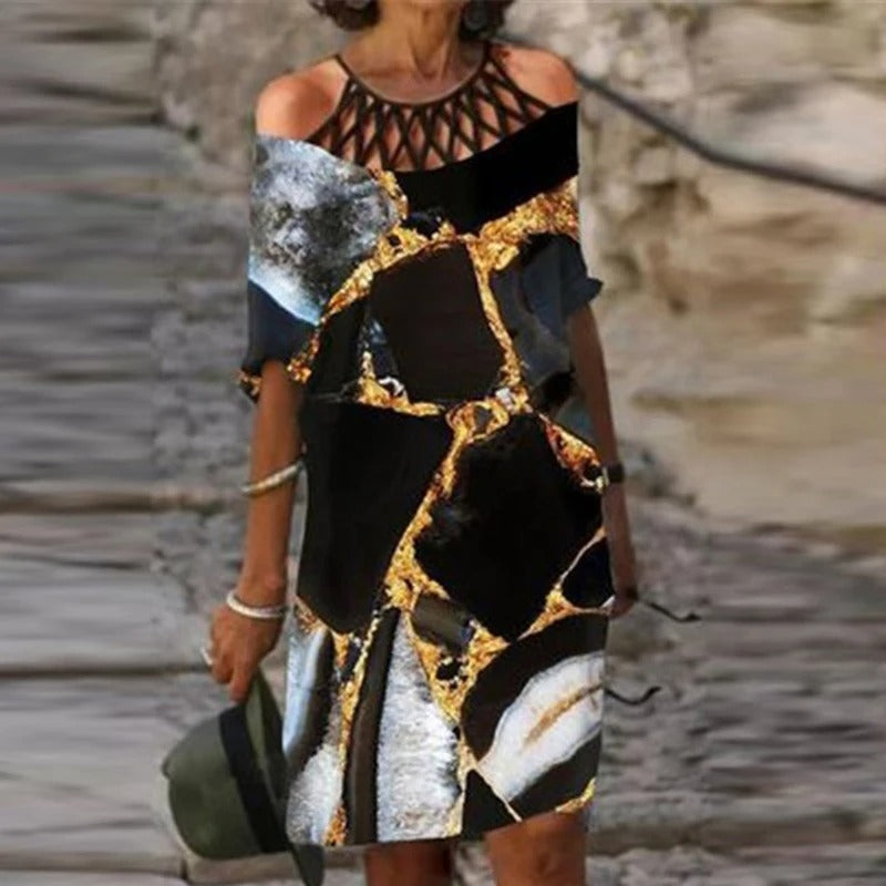 EP | Robe verte midi avec col en V et motif floral