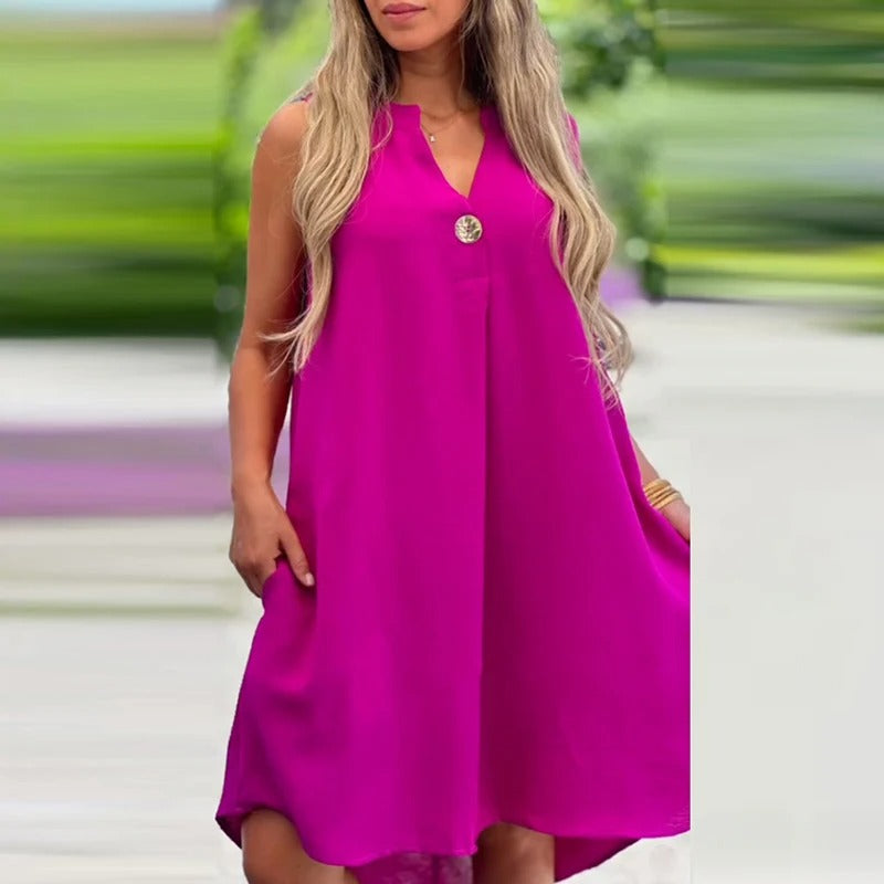 EP | robe midi sans manches avec décolleté en V