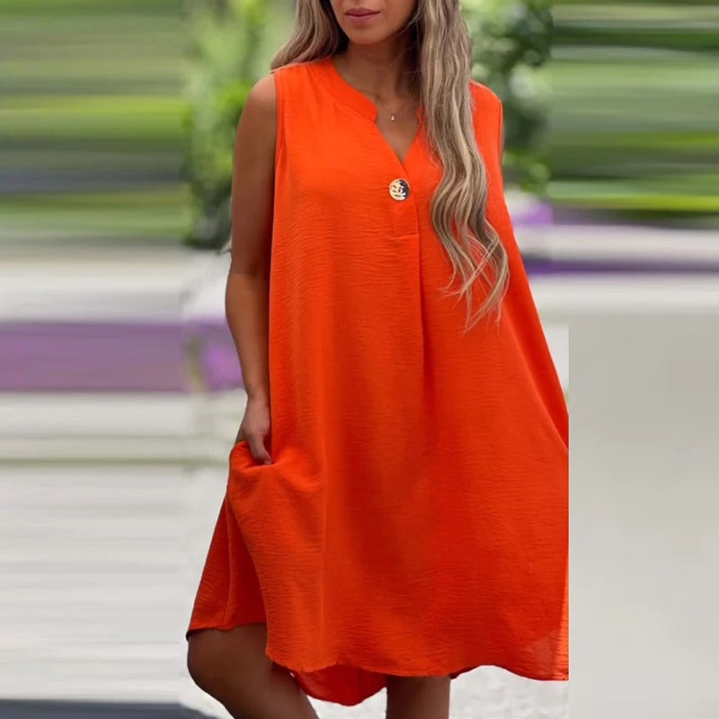 EP | robe midi sans manches avec décolleté en V