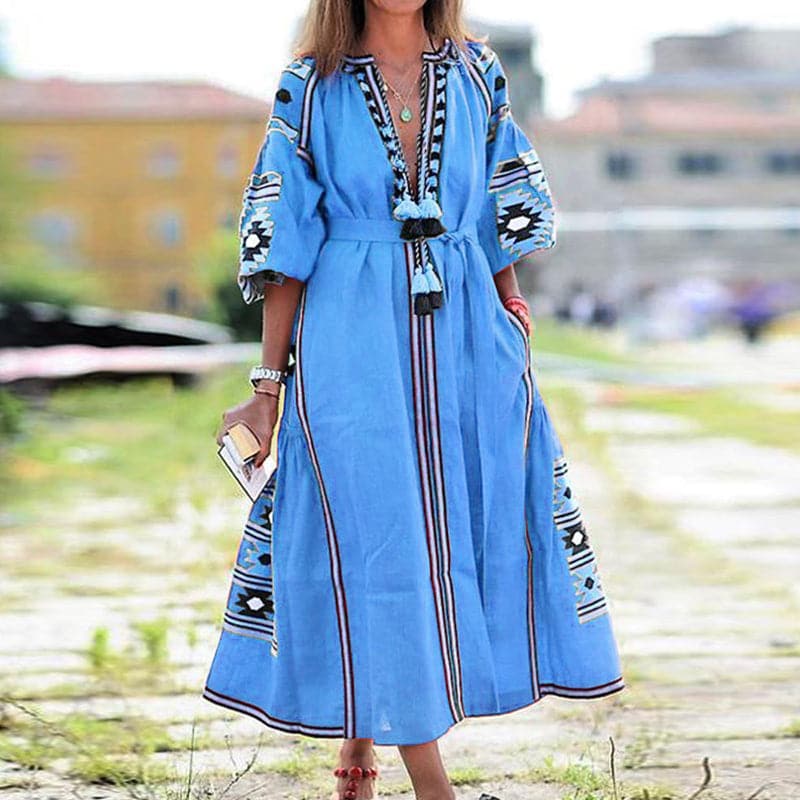 EP | Bohème Maxi-robe avec décolleté en V