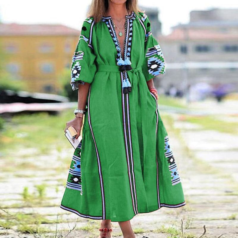 EP | Bohème Maxi-robe avec décolleté en V